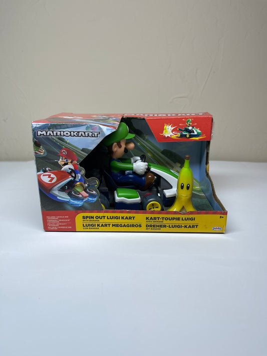 Mariokart Luigi Spin Out Kart with Banana